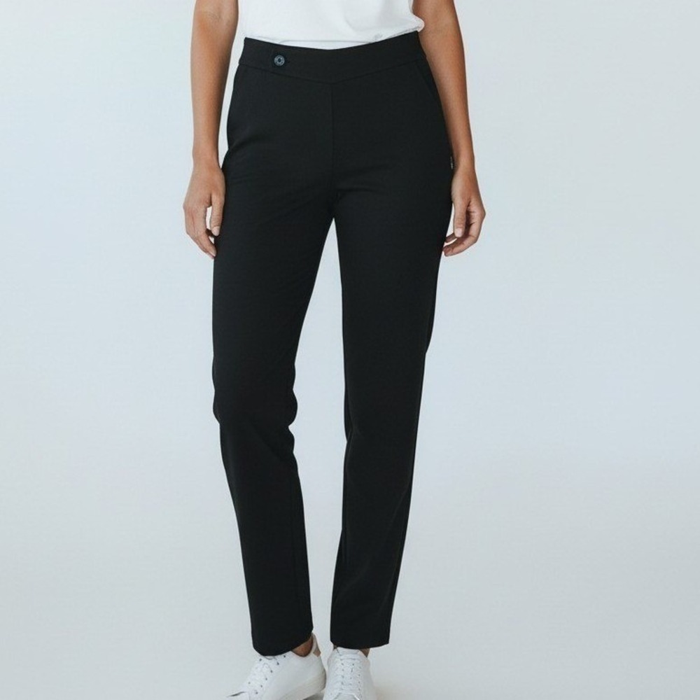 Chaps Womens Black Straight Leg Stretch Cotton Dress Pants Size 16W